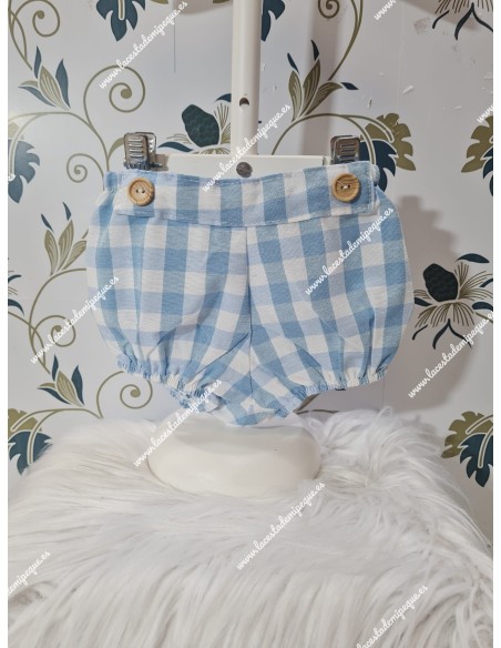 Pololo Unisex Vichy celeste Botones