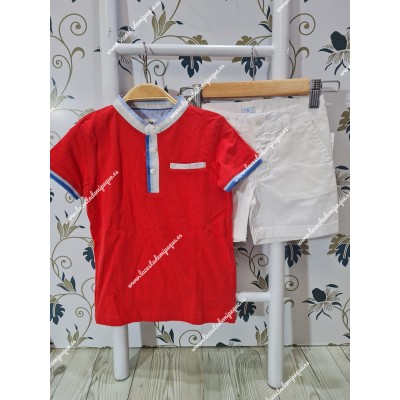 Conjunto Polo Rojo Losan y Bermuda Blanca