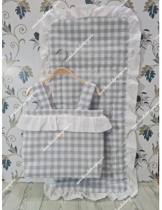 Bolso y Funda Universal Vichy Gris Mediano-bambula