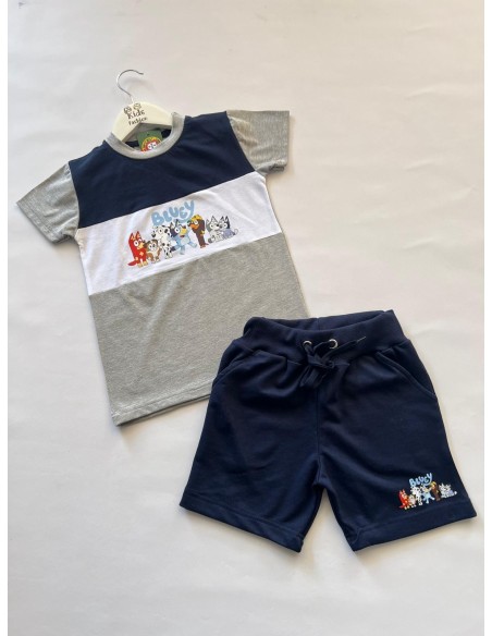 Conjunto Bermuda Bluey Gris-Marino