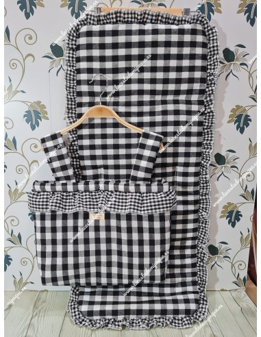 Bolso pocket volante Cremallera y Funda Universal Vichy Negro Mediano Combi