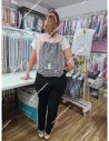Mochila Tipo Talega Vichy Negro Cuadros Pequeños
