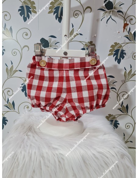 Pololo Unisex Vichy rojo Botones