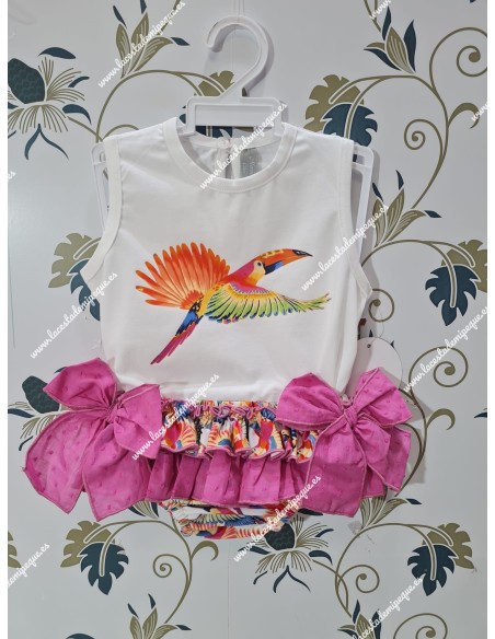 Conjunto camiseta y Faldita loro Mariela