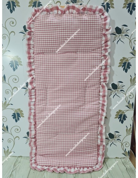 Funda Universal Vichy Maquillaje cuadro pequeño combinada en Volante alrededor con cuadro mediano
