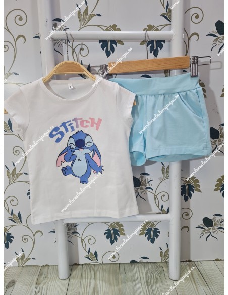 Conjunto Short Stitch Celeste