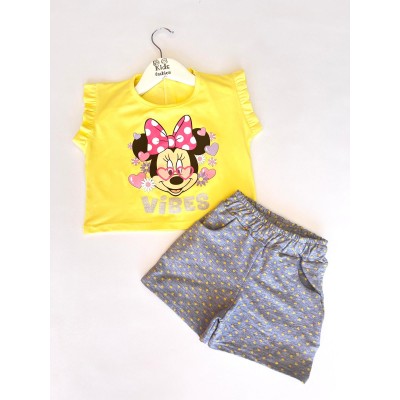 Conjunto Short Minnie Amarillo-Gris