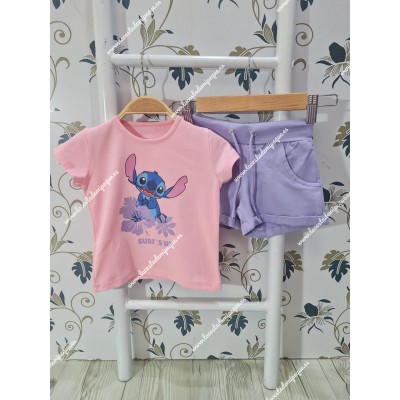 Conjunto Short Stitch Rosa-Lila