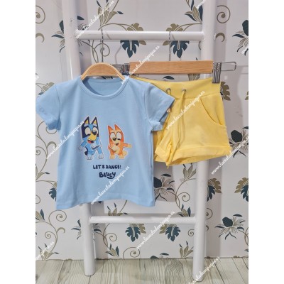 Conjunto Short Bluey Dance Celeste-Amarillo