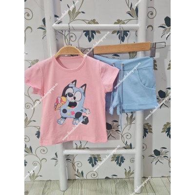 Conjunto Short Bluey Helado Rosa-Celeste