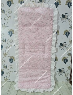 Funda Universal Flores Fucsia Combi Bambula Blanca Volante