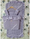 Bolso pocket volante Cremallera y Funda Universal volante alrededor Vichy Malva Cuadros pequeños