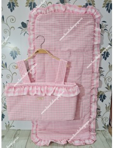Bolso y Funda Universal Vichy Rosa Pequeño Combi Volante