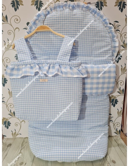 Pack Bolso y Saco Universal Vichy Celeste Cuadros-P Combi