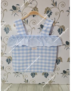 Bolso Pocket Vichy Celeste Mediano Combi Volantito