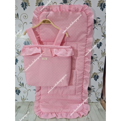 Bolso Cremallera y Funda Universal Rosa Topitos Volante