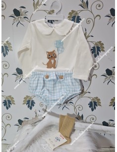 Conjunto Pololo Gatito Vichy Celeste 2