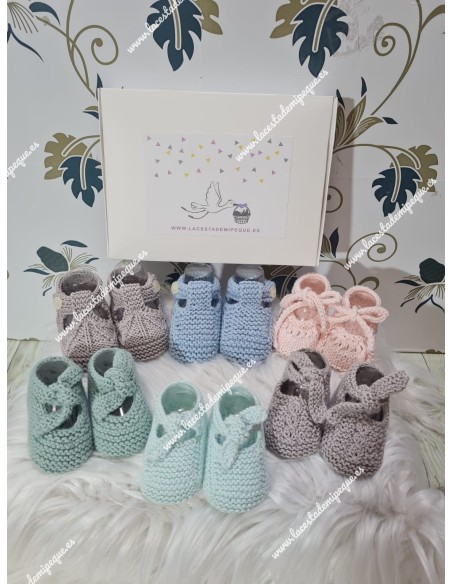 Patucos de Hilo o lana Artesanales Rosa Cordones