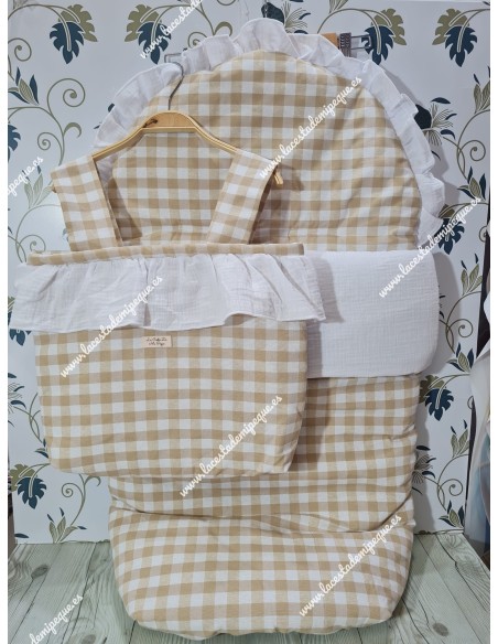 Pack Bolso y Saco Universal Vichy Beige Cuadros-M Combi