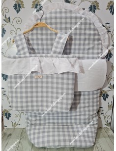 Pack Bolso y Saco Universal Vichy Gris Cuadros-M Combi
