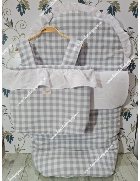 Pack Bolso y Saco Universal Vichy Gris Cuadros-M Combi