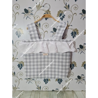 Bolso Pocket Cremallera Vichy Gris Cuadros-M Volante...