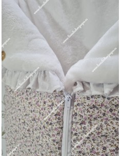 Saco Universal Capazo Flores Morado y Gris Volante Plumeti e interior de Coralina 2