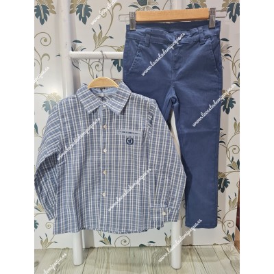 Conjunto Pantalón Chino Azul y Camisa Azul Cuadros