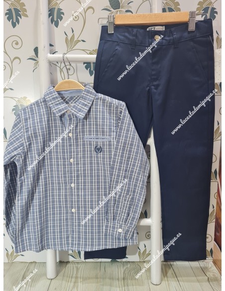 Conjunto Pantalón Chino Azul y Camisa Azul Cuadros