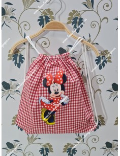 Mochila Tipo Talega Vichy Rojo Cuadros-P Minnie 2