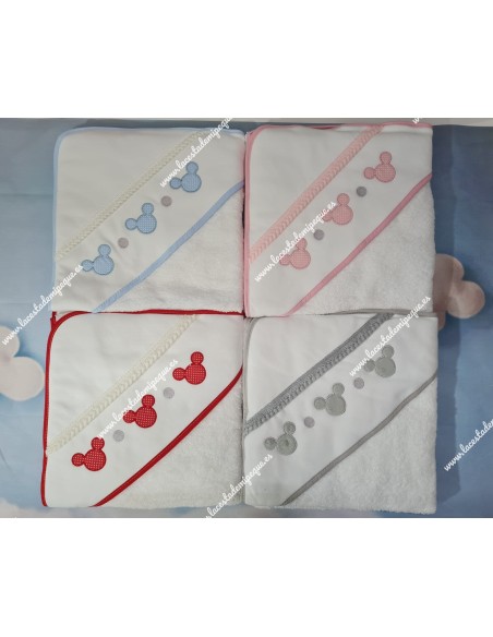 Toalla Capa de Baño Caritas Rojo Fondo Blanco