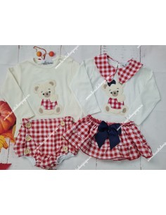Conjunto Pololo Osito Vichy Rojo 2