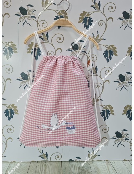 Mochila Tipo Talega Vichy Maquillaje Cuadro-P