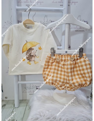 Conjunto Pololo Erizo Vichy Mostaza
