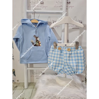 Conjunto Pololo Conejito Vichy Celeste