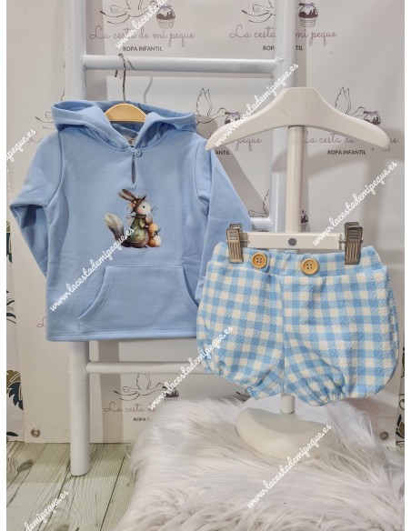 Conjunto Pololo Conejito Vichy Celeste