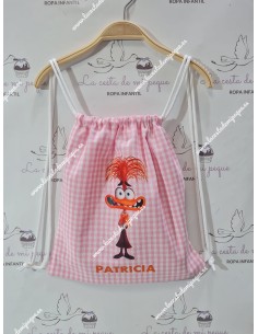 Mochila Tipo Talega Vichy Rosa Cuadros-P Ansiedad-Del Revés