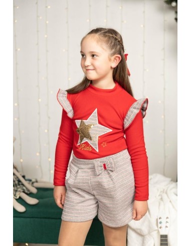 Conjunto Short Estrella Rojo Cuadros