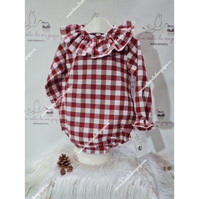 Pelele Vichy Burdeos Cuadros-M  M/L