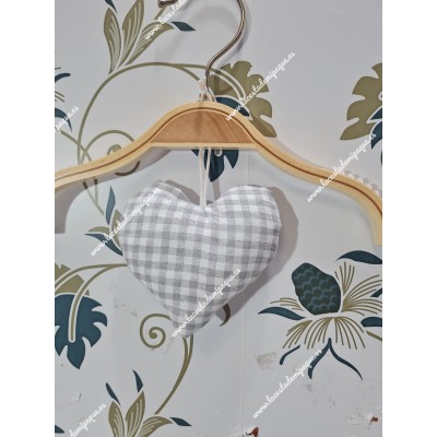 Colgante Corazón Vichy Gris Cuadros-P Para Bolsos