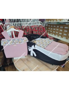 Bolso Pocket Cremallera Vichy Maquillaje Cuadros-P Volante Flores Otoñales Rosa 2
