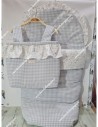 Pack Bolso y Saco Universal Vichy Gris Cuadros-P Combi Flores Camel