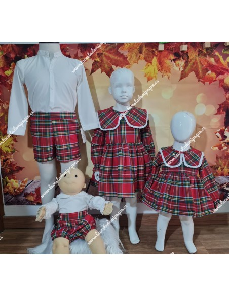 Jesusito con braguita estampado de cuadro escocés ideal para Navidad