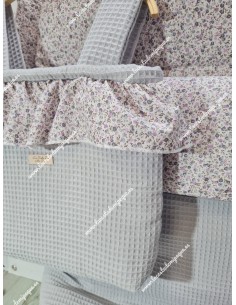 Pack Bolso y Saco Universal Waffle Gris Combi Flores Morado y Gris 2