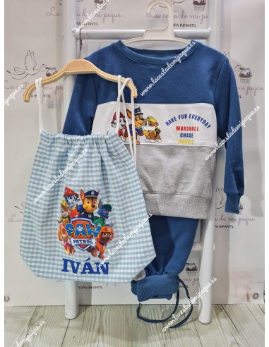 Mochila Tipo Talega Vichy Celeste Cuadros Pequeños