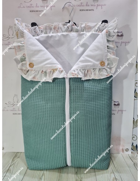 Saco Universal Capazo Waffle Verde Jade Volante Elefantes