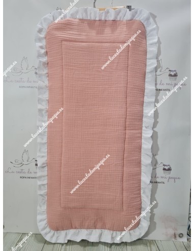 Colchoneta Capazo Universal Bambula Rosa Volante Plumeti