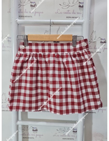 Falda Vichy Burdeos Cuadros-M