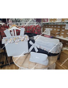Bolso Pocket Cremallera Vichy Gris Cuadros-P Volante Flores Otoñales Rosa 2