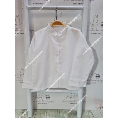 Camisa Blanca Manga Larga Cuello Mao